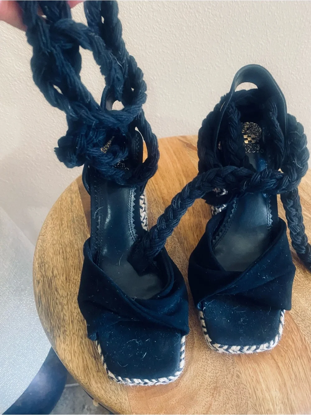Vince Camuto Black Braided Espadrille Platform Sandals